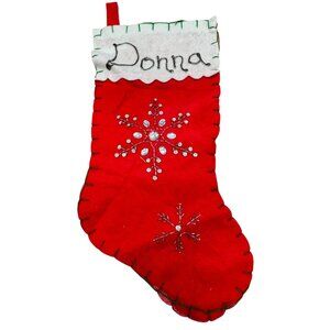 Personalized Handmade Christmas Stocking Jeweled Snowflake Design For Donna READ